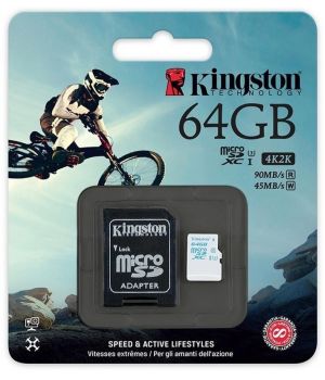 Kingston 64 GB microSDXC class 10 UHS-I U3 + SD Adapter SDCG/64GB