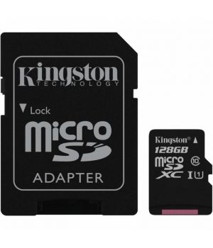 Kingston 128 GB microSDXC Class 10 UHS-I + SD Adapter SDC10G2/128GB