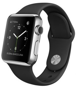 Apple Watch 38mm Stainless Steel Case with Black Sport Band (MJ2Y2)