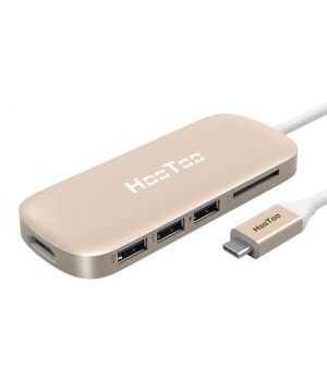HooToo Shuttle USB-C to USB-C/3xUSB/HDMI/SD cardreader Hub Gold (HT-UC001-GD)
