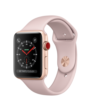 Apple Watch 42mm Series 3 GPS + Cellular Gold Aluminium Case with Pink Sand Sport Band (MQKP2)