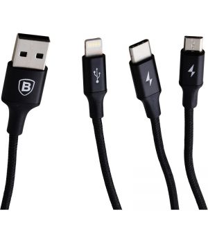 Baseus 3 in 1 Cable USB to (Lightning/Micro/Type-C) 3.0A Black