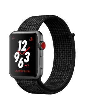 Apple Watch Nike+ 42mm Series 3 GPS + Cellular Space Gray Aluminum Case with Black/Pure Platinum Nike Sport Loop (MQMH2)
