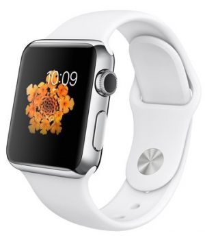 Apple Watch 38mm Stainless Steel Case with White Sport Band (MJ302)