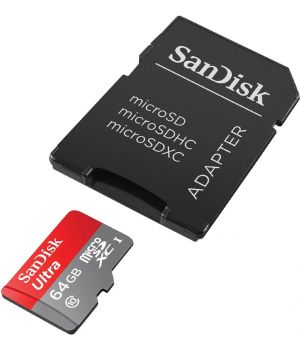SanDisk Ultra microSDHC 64GB Class 10 UHS-I + SD Adapter (SDSQUNC-064G-GN6MA)