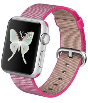 Apple Watch Sport 38mm Silver Aluminum Case with Pink Woven Nylon (MMF32)