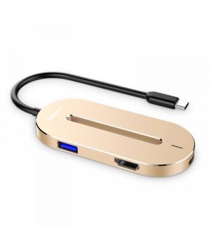 Baseus O HUB Type-C to (HDMI + Type-C + USB 3.0) Gold