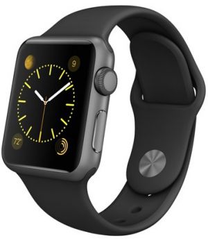 Apple Watch Sport 38mm Space Gray Aluminum Case with Black Sport Band (MJ2X2) CPO