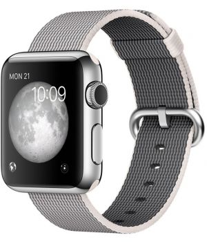 Apple Watch 38mm Stainless Steel Case with Pearl Woven Nylon (MMFH2)