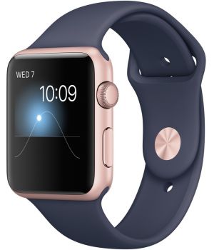 Apple Watch 42mm Series 1 Rose Gold Aluminum Case with Midnight Blue Sport Band (MNNM2)