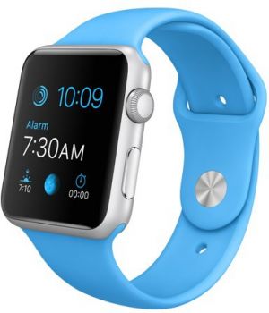 Apple Watch Sport 42mm Silver Aluminum Case with Blue Sport Band (MJ3Q2)