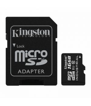 Kingston 16 GB microSDHC Class 10 UHS-I Industrial + SD Adapter SDCIT/16GB