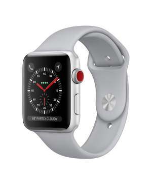 Apple Watch 42mm Series 3 GPS + Cellular Silver Aluminum Case with Fog Sport Band (MQK12)