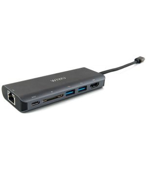 WIWU Adapter H1 Plus USB-C to USB-C/RJ45/HDMI/SD/3xUSB3.0 HUB Gray (6957815504312)