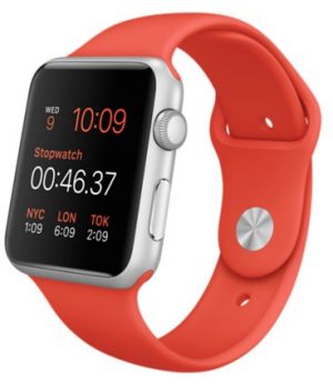 Apple Watch Sport 42mm Silver Aluminum Case with Orange sport Band (MLC42)