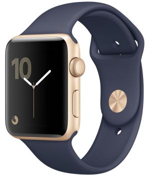 Apple Watch 42mm Series 1 Gold Aluminum Case with Midnight Blue Sport Band (MQ122)