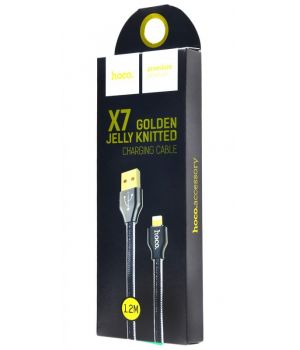 Hoco X7 Golden Jelly Knitted Lightning Cable (1.2m) Black