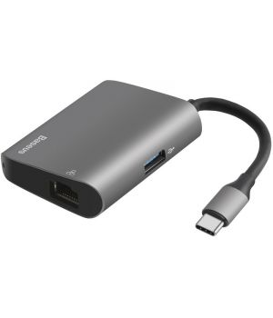 Baseus Enjoyment Type-C to RJ45 + USB3.0 HUB Adapter Gray (CATSX-B0G)