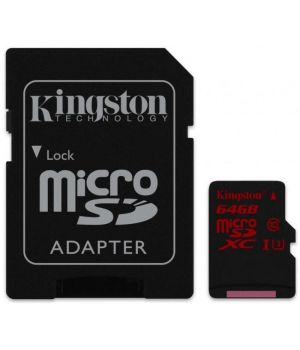 Kingston 64 GB microSDXC class 10 UHS-I U3 + SD Adapter SDCA3/64GB