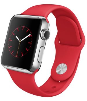 Apple Watch Sport 42mm Silver Aluminum Case with Red Sport Band (MMED2)