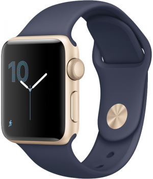 Apple Watch 38mm Series 1 Gold Aluminum Case with Midnight Blue Sport Band (MQ102)