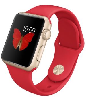 Apple Watch Sport 38mm Gold Aluminum Case with Red Sport Band (MMEC2)