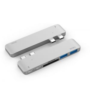 WIWU Adapter H2 USB-C to Dual USB-C/SD/microSD/2xUSB3.0 HUB Gray (6957815504671)