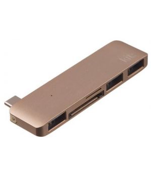 Kit USB-C Multiport Adaptor USB-C to 3*USB 3.0, SD/microSD reader (Gold) (C5IN1GD)