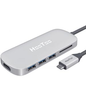 HooToo Shuttle USB-C to USB-C/3xUSB/HDMI/SD cardreader Hub Silver (HT-UC001-S)
