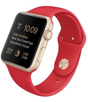 Apple Watch Sport 42mm Gold Aluminum Case with Red Sport Band (MMEE2)