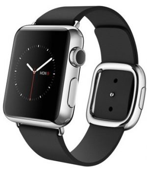 Apple Watch 38mm Stainless Steel Case with Black Modern Buckle (MJYK2)
