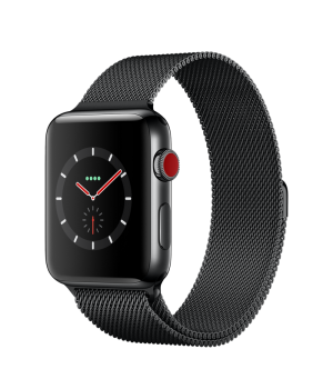 Apple Watch 42mm Series 3 GPS + Cellular Space Black Stainless Steel Case with Space Black Milanese Loop (MR1L2)