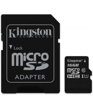 Kingston 16 GB microSDHC Class 10 UHS-I + SD Adapter SDC10G2/16GB