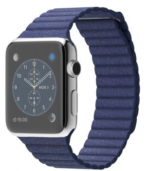 Apple Watch 42mm Series 2 Stainless Steel Case with Midnight Blue Leather Loop (MNPW2)