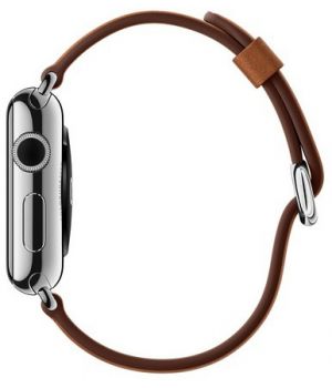 Apple Watch 38mm Stainless Steel Case with Saddle Brown Classic Buckle (MMF72)