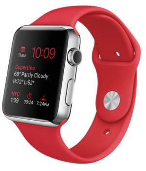 Apple Watch 42mm Stainless Steel Case with Red Sport Band (MLLE2)
