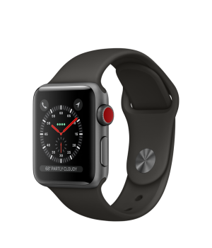Apple Watch 38mm Series 3 GPS + Cellular Space Gray Aluminum Case with Gray Sport Band (MR2Y2)