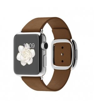 Apple Watch 38mm Stainless Steel Case with Brown Modern Buckle (MJ3D2)