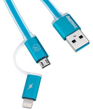 Remax USB Cable Aurora USB to Lightning/MicroUSB Blue