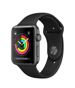 Apple Watch 42mm Series 3 GPS Space Gray Aluminum Case with Black Sport Band (MQL12)
