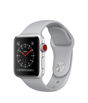 Apple Watch 38mm Series 3 GPS + Cellular Silver Aluminum Case with Fog Sport Band (MQKF2)