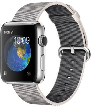 Apple Watch 42mm Stainless Steel Case with Pearl Woven Nylon (MMG02)