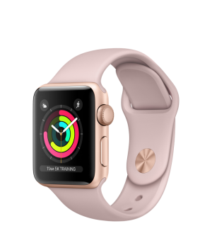 Apple Watch 38mm Series 3 GPS Gold Aluminium Case with Pink Sand Sport Band (MQKW2)