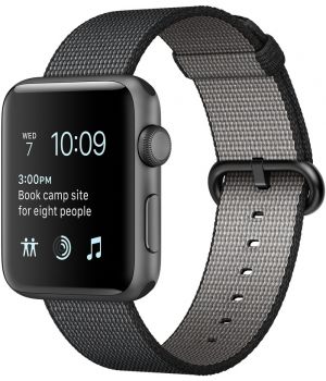 Apple Watch 42mm Series 2 Space Gray Aluminum Case with Black Woven Nylon (MP072)