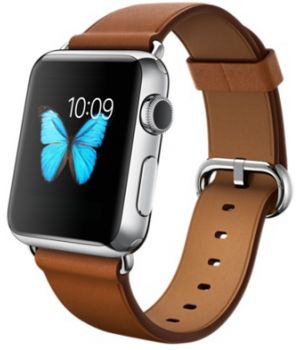 Apple Watch 38mm Stainless Steel Case with Saddle Brown Classic Buckle (MLCL2)