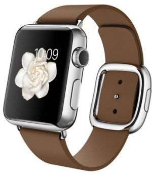 Apple Watch 38mm Stainless Steel Case with Brown Modern Buckle (MJ3C2)