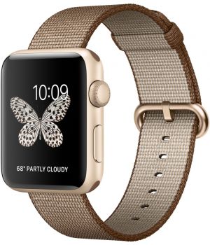 Apple Watch 42mm Series 2 Gold Aluminum Case with Toasted Coffee/Caramel Woven Nylon (MNPP2)
