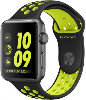 Apple Watch Nike+ 42mm Series 2 Space Gray Aluminum Case with Black/Volt Nike Sport Band (MP0A2)