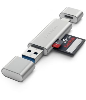 Satechi Aluminum Type-C USB 3.0 and Micro/SD Card Reader Silver (ST-TCCRAS)