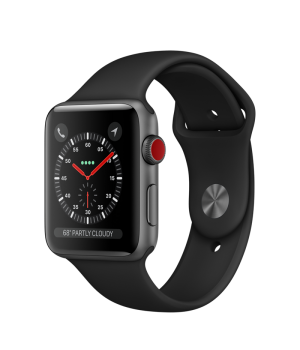 Apple Watch 42mm Series 3 GPS + Cellular Space Gray Aluminum Case with Black Sport Band (MQKN2)